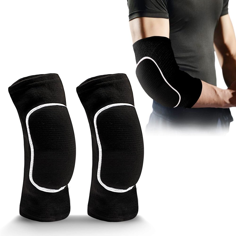 A Pair Elbow Pad, Breathable Adjustable Elbow Support for Men Women Kids Basketball, Volleyball, Biking, Tennis, Skating, Dancing, Preventing Injuries Pain Relief (Black)