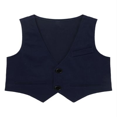 Hularka Kids Boys 2 Button Formal Suit Vest V Neck Single-Breasted Waistcoat for Wedding Birthday Party Navy Blue 8 Years