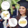 2025 Tassel 1PC,Graduation Cap Tassels Charm for 2025 Grads,2025 Tassel with 2025 Year Gold Date Charms for Graduate Parties Ceremonies Souvenir,Graduation Hat Decoration 9'' White view 3