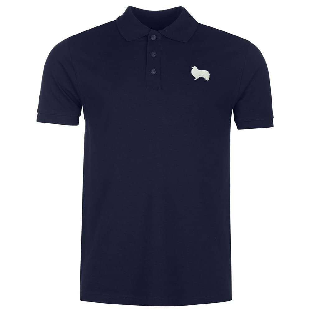 L8502-LXYB Polo Shirts for Men Shetland Sheepdog Embroidered Short Sleeve Mens Polo Shirts (Navy,XL,X-Large)