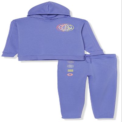 Amazon Essentials Unisex Kids' Modern Sweat Set, Pack of 2, Purple Blue, XX-Large