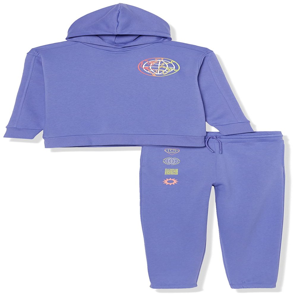 Amazon Essentials Unisex Kids' Modern Sweat Set, Pack of 2, Purple Blue, XX-Large