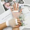 Lastclream 80s Short Fishnet Gloves for Women Cosplay Costume Party Accessories Fingerless Mesh Fishnet Glove (White) view 3