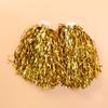 INOOMP 2pcs Cheerleading Pom Poms with Handle Metallic Foil Cheerleader Plastic Ring Pom Poms for Sports Party Dance Team Accessories Cheering Squad Golden view 4