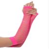 Lastclream Rhinestone Fingerless Sleeves for Women Fishnet Arm Sleeve 80s Party Costume Accessories Mesh Gloves (Hot Pink) view 2
