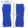 Lastclream Rhinestone Fingerless Sleeves for Women Fishnet Arm Sleeve 80s Party Costume Accessories Mesh Gloves (Blue) view 4