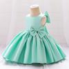 Flower Girls Bowknot Tutu Dress for Kids Baby Wedding Bridesmaid Birthday Party Pageant Formal Dresses Toddler Little Princess First Communion Baptism Christening Dance Gown Light Green 6-12 Months view 2