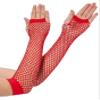 Lastclream Rhinestone Fingerless Sleeves for Women Fishnet Arm Sleeve 80s Party Costume Accessories Mesh Gloves (Red) view 2