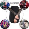 Lastclream Rhinestone Fingerless Sleeves for Women Fishnet Arm Sleeve 80s Party Costume Accessories Mesh Gloves (Black) view 3