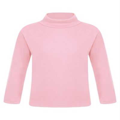 Hansber Kids Boys Girls Thermal Underwear Top Long Sleeve Sweater Turtleneck T-Shirts Winter Base Shirts Pink 7-8