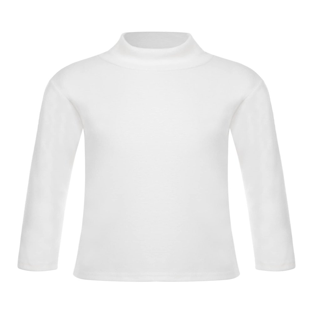 Hansber Kids Boys Girls Thermal Underwear Top Long Sleeve Sweater Turtleneck T-Shirts Winter Base Shirts White 9-10