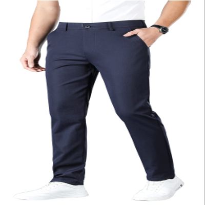 ESSYSHE Mens Slim Fit Flat Front Dress Pants Wrinkle Free Khaki Casual Pants 8252Navy A38x28