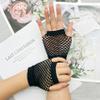 Lastclream 80s Short Fishnet Gloves for Women Cosplay Costume Party Accessories Fingerless Mesh Fishnet Glove (Black) view 3