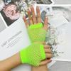 Lastclream 80s Short Fishnet Gloves for Women Cosplay Costume Party Accessories Fingerless Mesh Fishnet Glove (Green) view 3