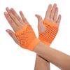 Lastclream 80s Short Fishnet Gloves for Women Cosplay Costume Party Accessories Fingerless Mesh Fishnet Glove (Orange) view 1