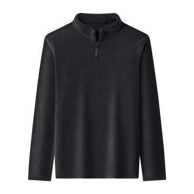 Men's Quarter-Zip Sweatshirt Turtleneck Long Sleeve Fleece Pullover Tops Solid Color Casual Warm Sweater Jumpers (Black,4X-Large)