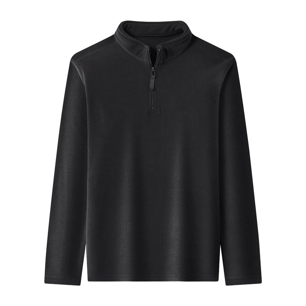 Men's Quarter-Zip Sweatshirt Turtleneck Long Sleeve Fleece Pullover Tops Solid Color Casual Warm Sweater Jumpers (Black,4X-Large)
