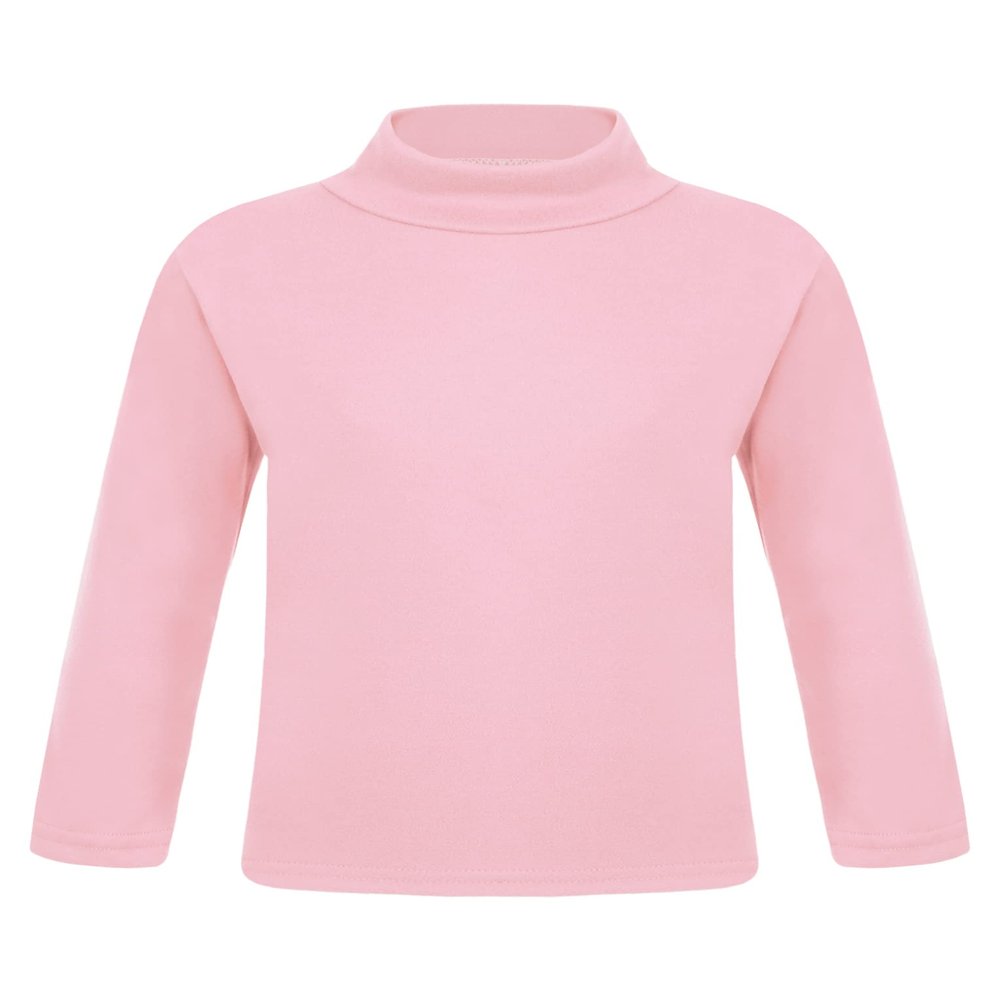 Hansber Kids Boys Girls Thermal Underwear Top Long Sleeve Sweater Turtleneck T-Shirts Winter Base Shirts Pink 9-10