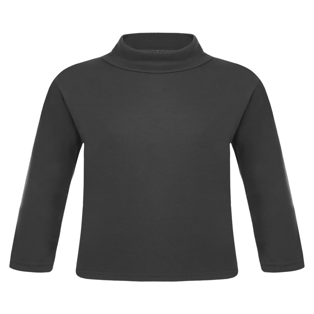 Hansber Kids Boys Girls Thermal Underwear Top Long Sleeve Sweater Turtleneck T-Shirts Winter Base Shirts Black 13-14