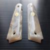 [BMPL] Pearl White Resin Gun Grips Compatible Replacement for 1911 Full Size, Government, Full Size Clones, Polyester,Gold Medallion,Thai Handmade view 1