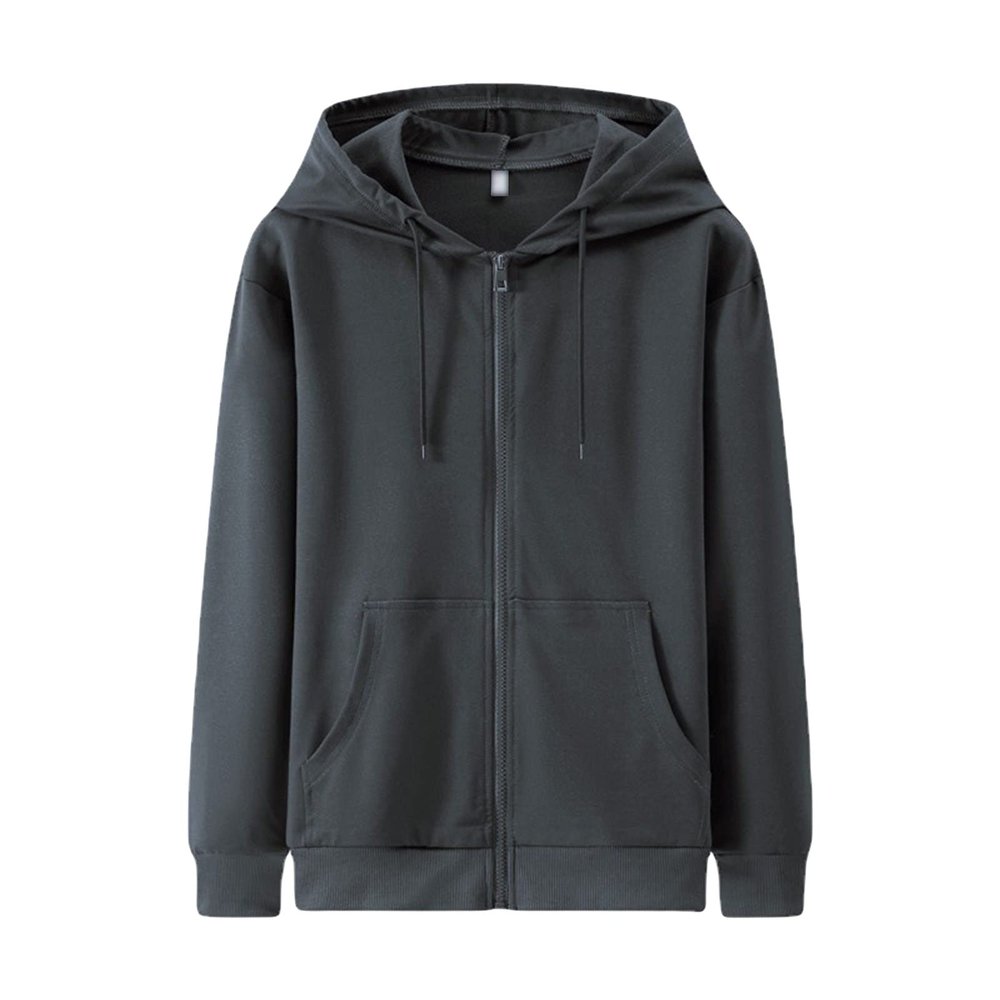 JEsilunmaMY Mens Casual Jackets Full Zip Long Sleeve Pocket Cardigan Hoodies Solid Color Lightweight Baseball Sweatshirts (Dark Grey,Large)