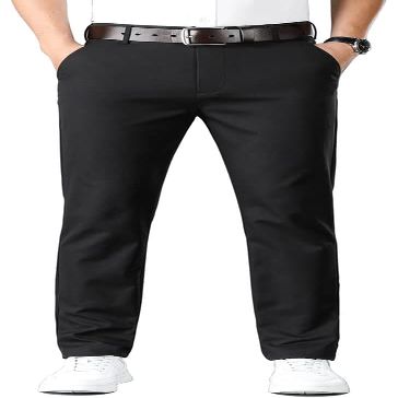 ESSYSHE Mens Slim Fit Flat Front Dress Pants Wrinkle Free Khaki Casual Pants 8252Black E36x34