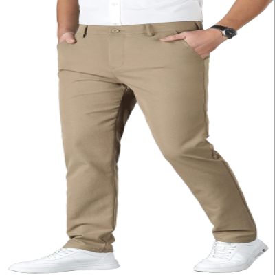 ESSYSHE Mens Slim Fit Flat Front Dress Pants Wrinkle Free Khaki Casual Pants 8252Khaki C30x30