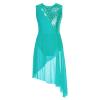 FEESHOW Girls Ballet Lyrical Dance Dress Shiny Sleeveless Cutout Back Leotard with High Low Skirt Dancing Costumes Mint Green 12 Years view 3