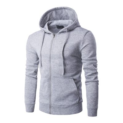 JEsilunmaMY Mens Hoodie Jacket Full Zip Long Sleeve Drawstring Casual Sweatshirts Solid Color Lightweight Hoodie with Pocket (Grey,Medium)