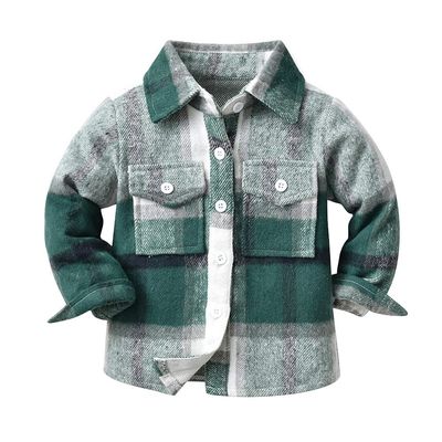 Toddler Baby Boys Girls Plaid Jacket Long Sleeve Button Down Flannel Shirts Kids Christmas Outfits Fall Winter Clothes Toddler Shacket Fall Jacket Thanksgiving New Year Top Green 18-24 Months