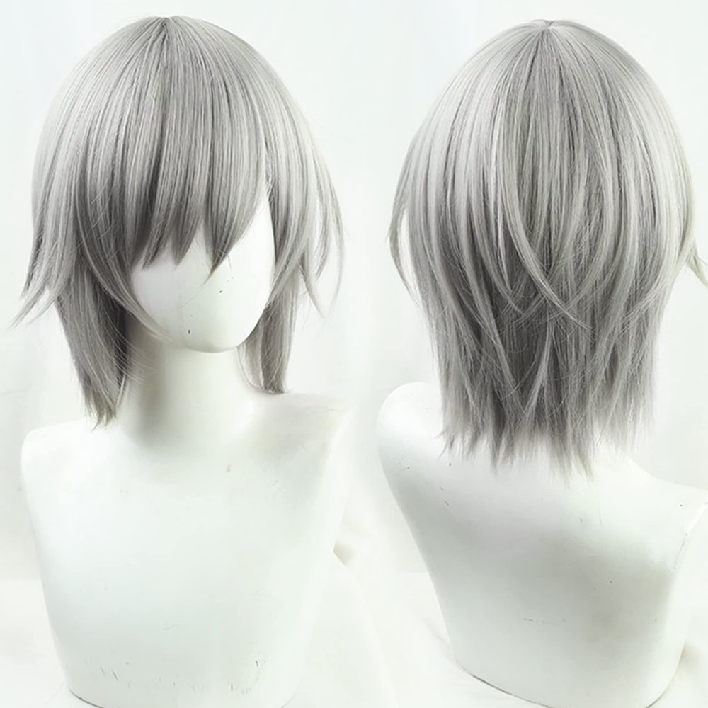 maysuwell Deep Gray wigs with Bangs Short hair for Women Men Anime Virtual Singers Heat Resistant Synthetic Hair Halloween,Christmas,Comic con,Easter,Daily Wear,Party