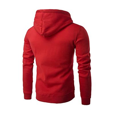 JEsilunmaMY Mens Hoodie Jacket Full Zip Long Sleeve Drawstring Casual Sweatshirts Solid Color Lightweight Hoodie with Pocket (Red,XX-Large)
