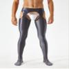 YiZYiF Men's 70D Glossy Compression Long Pants Hollow Out Tights Trousers Full-Length Pantyhose Dark Grey X-Large view 2