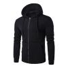 JEsilunmaMY Mens Hoodie Jacket Full Zip Long Sleeve Drawstring Casual Sweatshirts Solid Color Lightweight Hoodie with Pocket (Black,Large) view 1