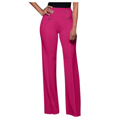 Womens Bootcut Yoga Dress Pants Stretchy Work Slacks Office Business Casual Pull On Wide Leg Pants Hot Pink