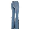 Women's Flare Bell Bottom Jeans Ripped High Rise Stretch Jeggings with Pockets Fitted Denim Pants Light Blue view 3