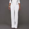 Bootcut Yoga Pants for Women High Waisted Yoga Pants with Pockets Business Casual Work Wide Leg Pants White view 3