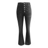 Women's Flare Bell Bottom Jeans Classic High Waist Stretch Jeggings with Pockets Hem Denim Flared Pants view 4