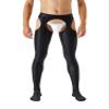 YiZYiF Men's 70D Glossy Compression Long Pants Hollow Out Tights Trousers Full-Length Pantyhose Black X-Large view 1