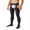 YiZYiF Men's 70D Glossy Compression Long Pants Hollow Out Tights Trousers Full-Length Pantyhose Black X-Large view 2