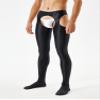 YiZYiF Men's 70D Glossy Compression Long Pants Hollow Out Tights Trousers Full-Length Pantyhose Black X-Large view 3