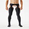YiZYiF Men's 70D Glossy Compression Long Pants Hollow Out Tights Trousers Full-Length Pantyhose Black X-Large view 4