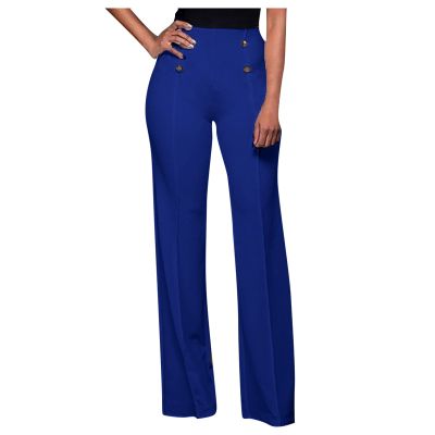 Womens Bootcut Yoga Dress Pants Stretchy Work Slacks Office Business Casual Pull On Wide Leg Pants Blue