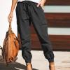 Womens High Waisted Baggy Sweatpants Bottom Sweatpants Workout Running Sports Workout Fitness Sports Harem Pants Black view 3