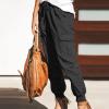 Womens High Waisted Baggy Sweatpants Bottom Sweatpants Workout Running Sports Workout Fitness Sports Harem Pants Black view 4