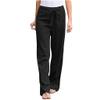 Womens Cotton Linen Pants Elastic Waist Casual Summer Beach Pants Relax Fit Sports Hippie Boho Capris Crop Pants Black view 1