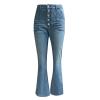 Bell Bottom Jeans for Women Destroyed Elastic Waist Totally Shaping Slim Fit Tassel Stretch Curvy Fit Jeans view 3