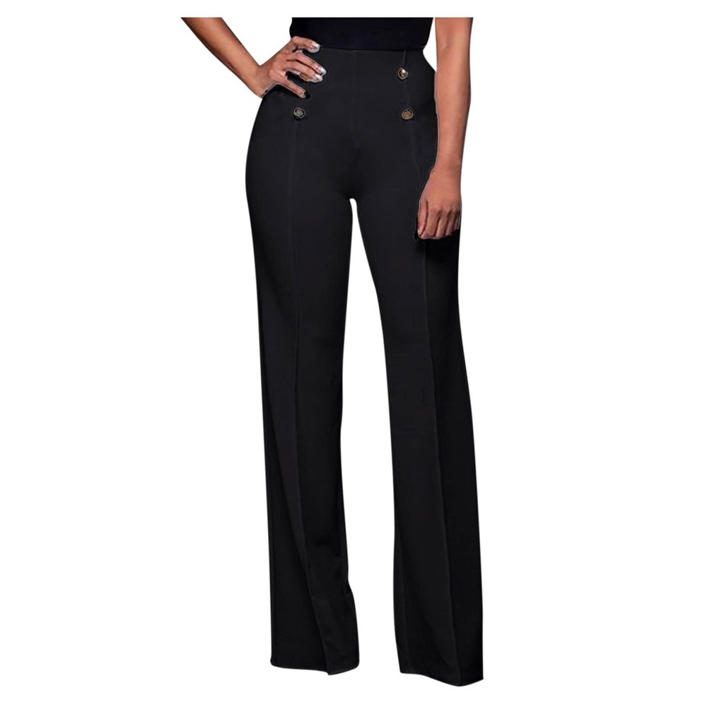 Womens Bootcut Yoga Dress Pants Stretchy Work Slacks Office Business Casual Pull On Wide Leg Pants Black
