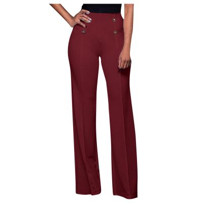 Womens Bootcut Yoga Dress Pants Stretchy Work Slacks Office Business Casual Pull On Wide Leg Pants Wine