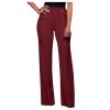Womens Bootcut Yoga Dress Pants Stretchy Work Slacks Office Business Casual Pull On Wide Leg Pants Wine